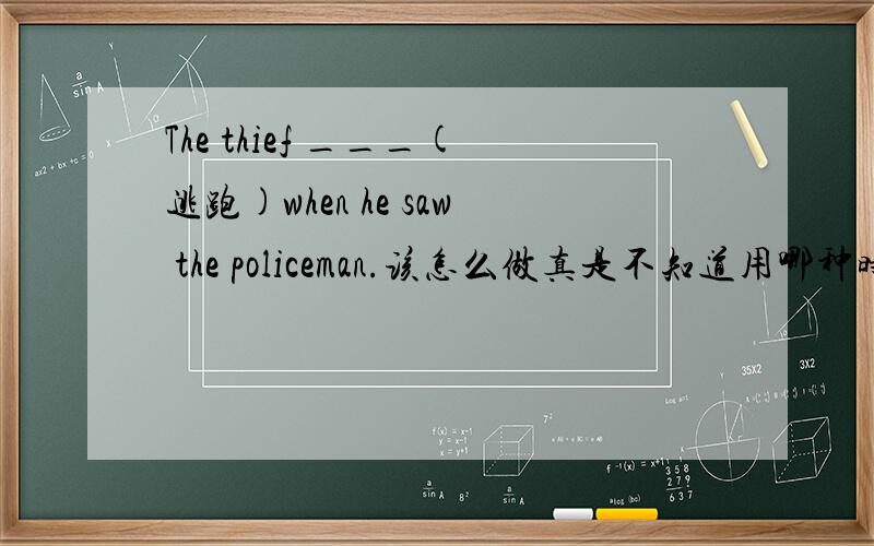 The thief ___(逃跑)when he saw the policeman.该怎么做真是不知道用哪种时态好?