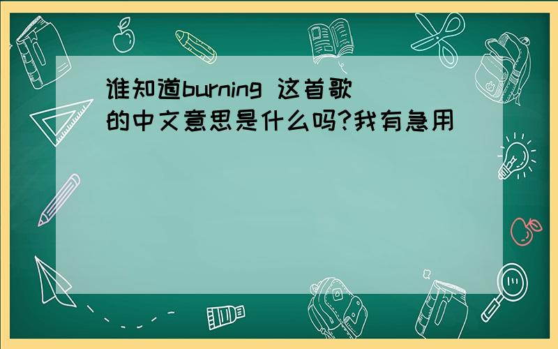 谁知道burning 这首歌的中文意思是什么吗?我有急用